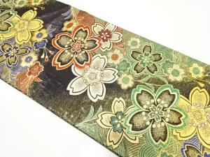 荒波に桜模様織り出し　振袖用袋帯